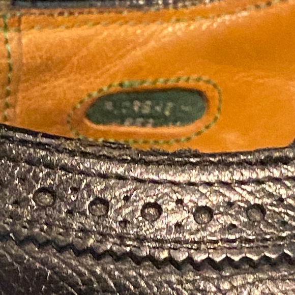 Mens 8 1/2 D Vintage O’Sullivans Wing Tip Black Laced Dress Shoes Leather Soles - Picture 4 of 10